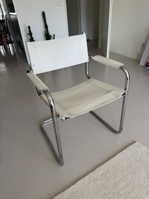 Chaise vintage Bauhaus Buisa avec cadre – eetkamerstoelen, Chrome, Leather