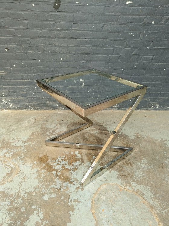 Tavolo quadrato danese dal design postmoderno in cromo e vetro, nello stile di Gerba – Tavolini, Glass, Metal (photo 5 of 15)