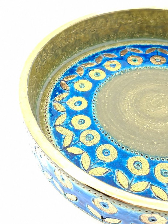 Image 1 of Bol Bitossi (Italie) « Thai Silk » bleu/vert | Ø 25 cm *pièce de collection*