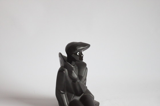 Image 1 of Statue New Wave en céramique noire, années 1980