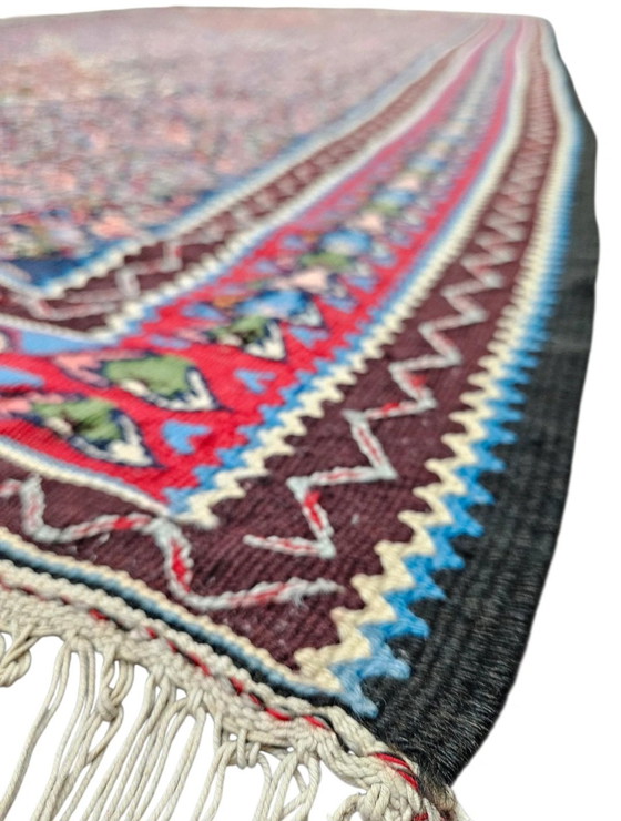 Image 1 of Tappeto persiano Senneh vintage in lana, annodato a mano, con motivo astratto, 158x252 cm.