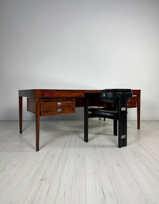 Vintage Rosewood Diplomat Writing Desk by Finn Juhl for France & Son 60s