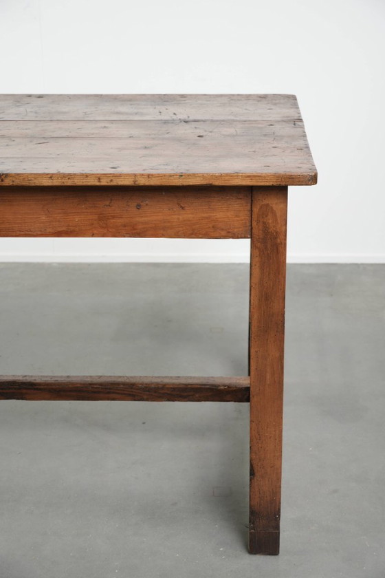 Image 1 of Franse antieke boeren eettafel uit de 19e eeuw van grenenhout