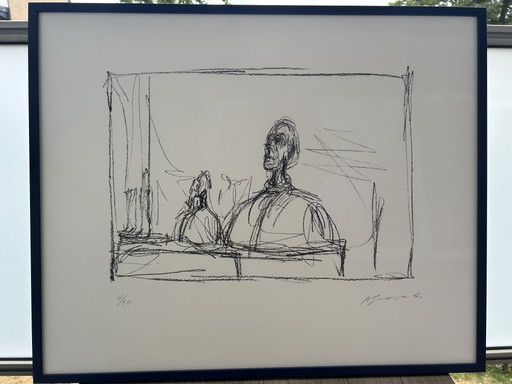 Alberto Giacometti – Buste dans l'atelier – Reproduction d'art officielle de la Galerie Maeght (cadre design inclus)