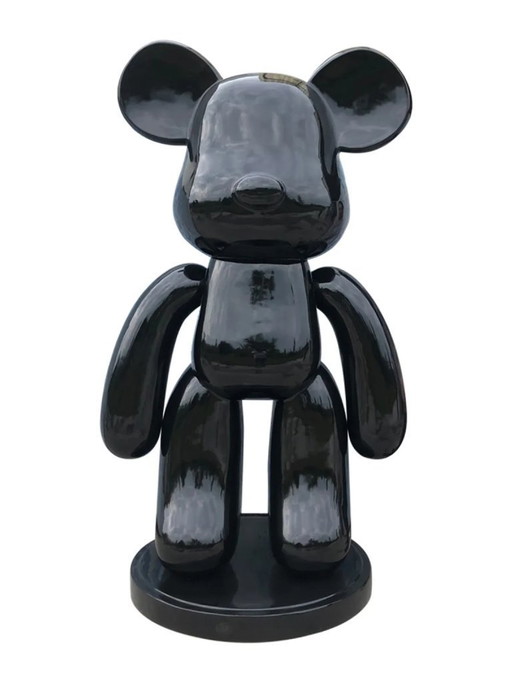 Fiberglas-Skulptur – Modische Ziegelstein-Bärenfigur – Schwarz
