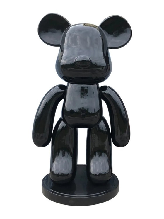 Image 1 of Fiberglas-Skulptur – Modische Ziegelstein-Bärenfigur – Schwarz