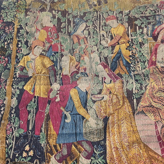 Image 1 of Vintage Gobelin style wall hanging Les Vendanges, 1960s/70s