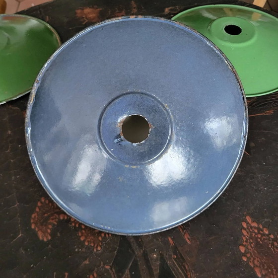 Blue enameled sheet metal lampshade – Decorative Objects (photo 2 of 4)