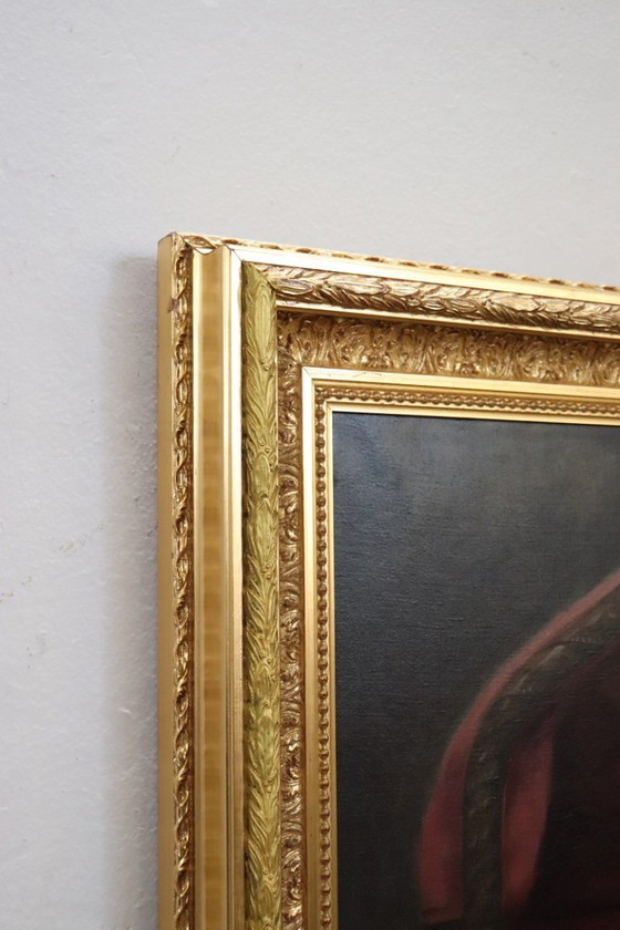 Image 1 of Groot olieverfschilderij op canvas, Portret van een dame, gesigneerd en gedateerd 1913