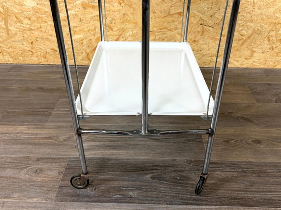 Image 1 of 1960s/70s Serving Trolley/Dinette Side Table, Space Age Design, Chrome/White