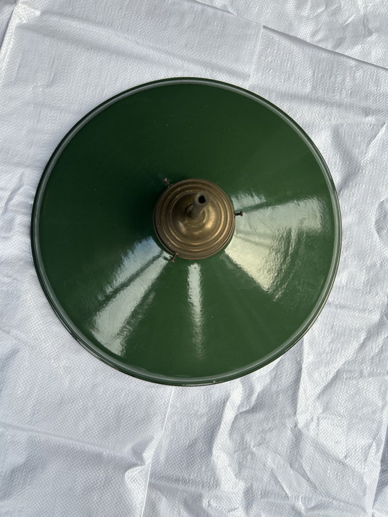 Image 1 of Paralume in smalto verde anni '20