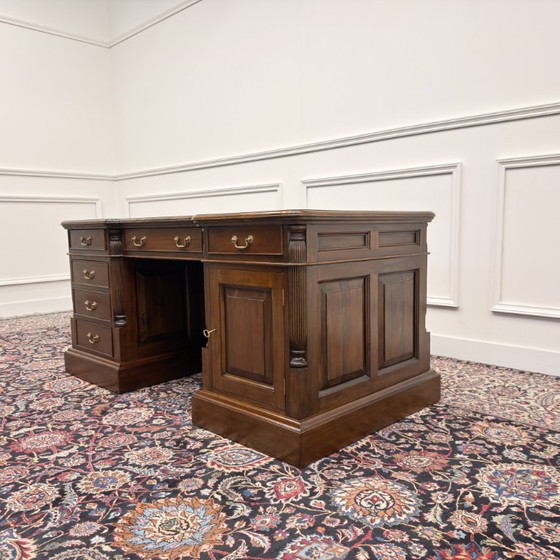 Classic English Chesterfield Desk with Modesty Panel – Leather, Wood (photo 6 of 21)