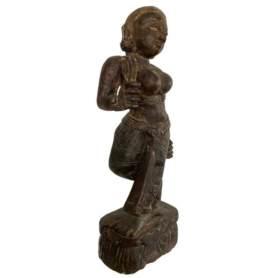 Antike indische polychrome Holztempelfigur – weibliche Begleiterin – Los 191 – Bildhauerei, Wood (photo 8 of 23)