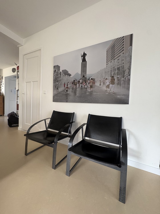 Image 1 of Design chairs - Black leather 