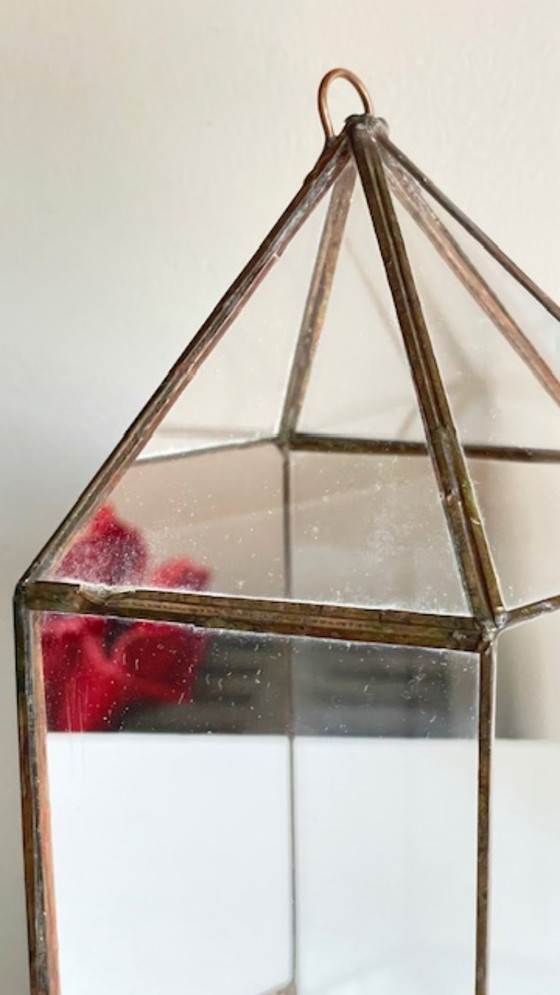 Image 1 of Fioriera vintage in vetro e ottone