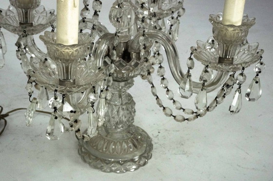 Image 1 of Maria Theresa Crystal Candelabra Table Lamps. Set of two. Italy 1940s