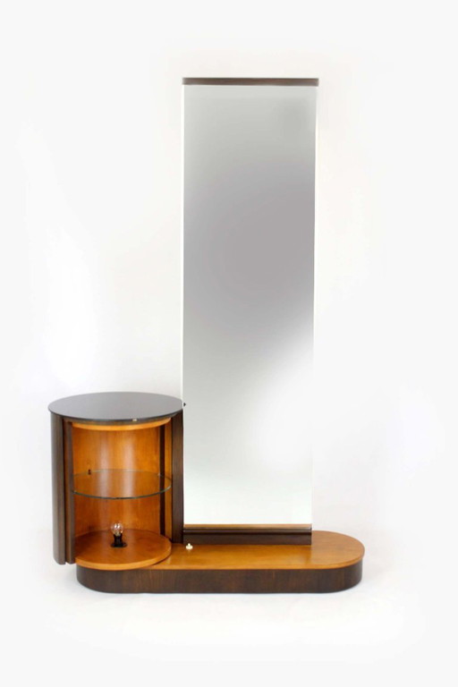 Toeletta restaurata con specchio di Jindrich Halabala per Up Zavody, anni '40