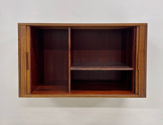 Image 1 of Rosewood Tambour Door Cabinet By Kai Kristiansen For Feldballes