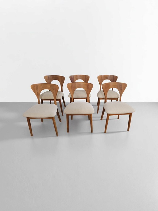 Set of 6 designer teak dining chairs Niels Koefoed 60s Danish