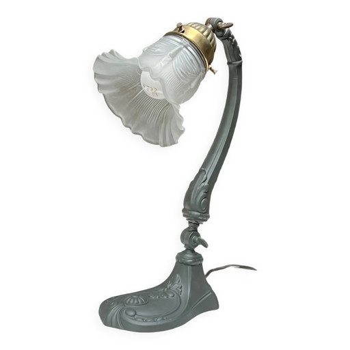 Art Deco table lamp. – tafellampen, Metal, Glass