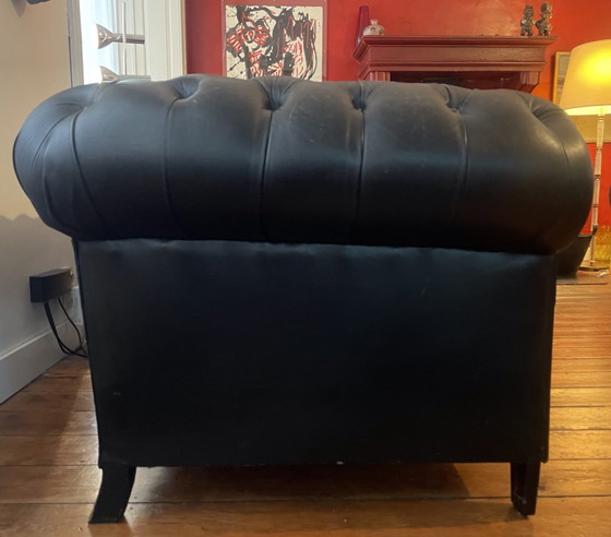 Elegante Chesterfield negro, Sofás de 3 plazas, Cuero (foto 4 de 5)