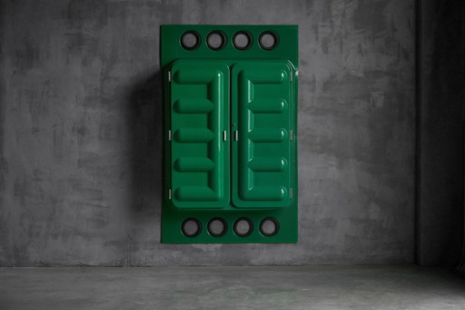 Edition Somop-garderobekast in groen gegoten plastic, Frankrijk, jaren 70