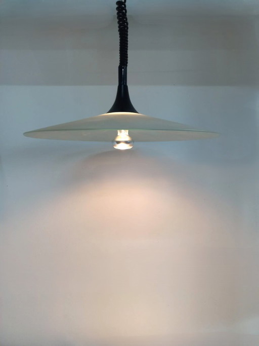 Lampada da soffitto unica con ciotola in vetro effetto marmo (anni '80/'90)