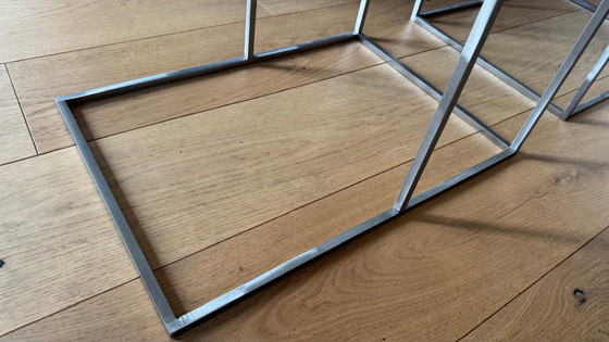 Kubischer Beistelltisch – Beek, Beistelltische, polished steel, Glass (photo 4 of 5)