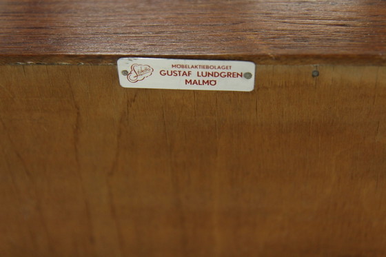 Cassettiera scandinava in teak di Aktiebolaget Gustaf Lundgren, Sweden, 1950, Cassettiere, Metallo (foto 6 di 7)