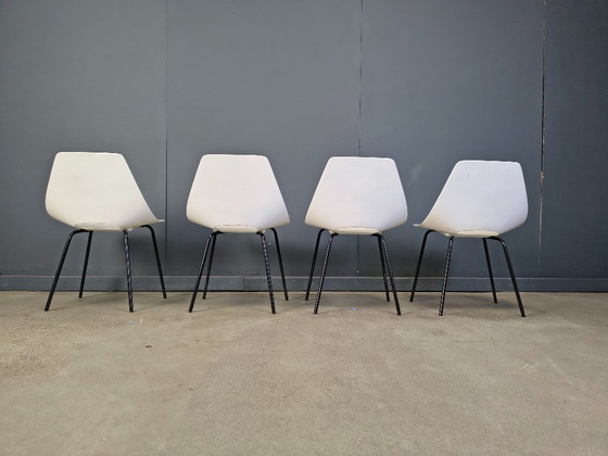 Image 1 of 4x Vintage Tonneau Chairs Design By Pierre Guariche, 1980s