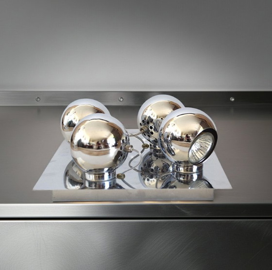Image 1 of Vintage "Brilliant" Chromen Plafondspot met 4 Ogen - Verstelbare Retro Design Verlichting