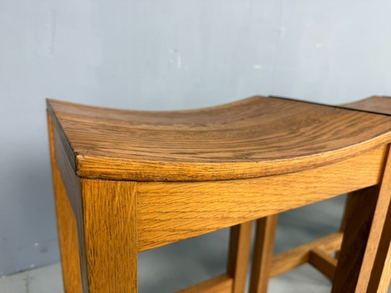 Image 1 of Set of 2 Japandi oak stools by Jonas Lindvall for David Design 1990s
