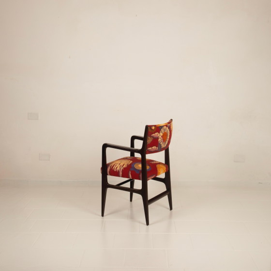 Gio Ponti Stuhl Mod. 110 mit Fornasetti Originalstoff für Cassina 1953 – Esszimmerstühle, Wood (photo 9 of 28)
