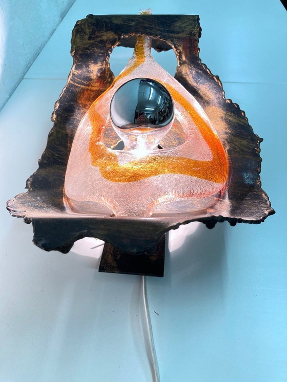 Image 1 of Lampada da parete brutalista in metallo e vetro design anni '60-'70