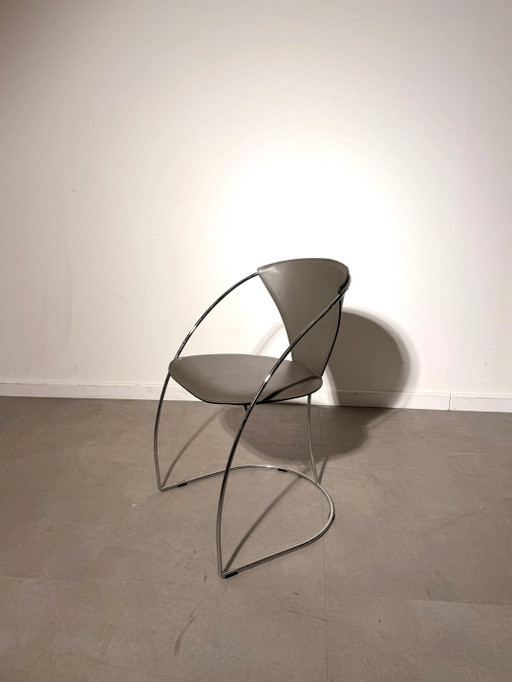 Amben Italy Chrom & Leder Esszimmerstuhl