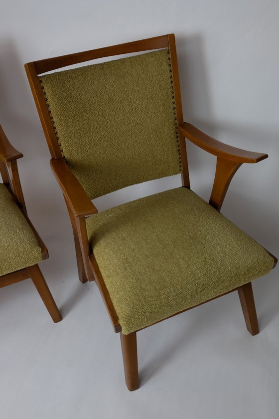 Image 1 of Ensemble de 2 fauteuils des années 1950 avec revêtement vert