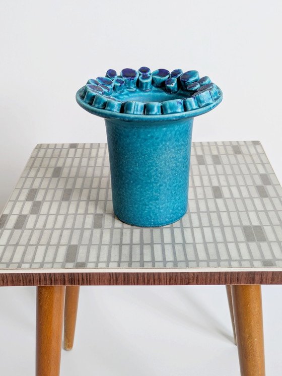 Image 1 of 1960's Ceramano Ceralux Vase von Hans Welling, Mitte des Jahrhunderts Türkis Fett Lava Keramik, Westdeutsche Töpferei