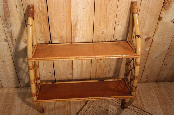 Image 1 of Etagère murale en rotin vintage 