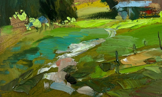 Image 1 of Original Oil Painting Rural Life Landscape A small village world