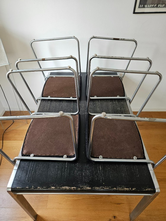Image 1 of Vintage eettafel met 4x buisstoelen | Bataille & Ibens