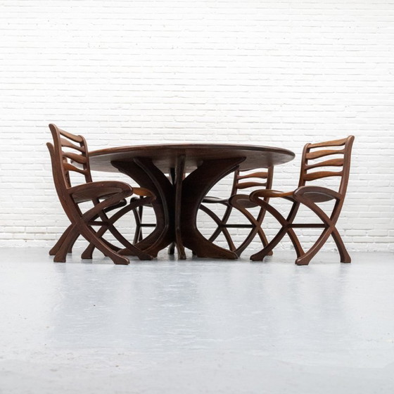 Image 1 of Marc Van Rampelberg Muninga Wood Dining Room Set anni '80