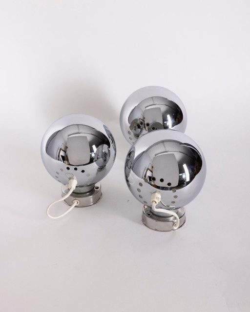 Vintage Eyeball Wall Lamps by Goffredo Reggiani from Reggiani, 1970s, Set of 3 – wandlampen, Metal (photo 2 of 7)
