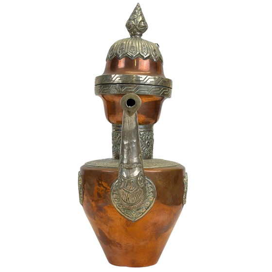 Vintage Himalaya Tibetaanse Koperen Drakenkannen – Paktong Reliëfdecoratie (28.5 cm) – Servies, Brass (photo 7 of 9)