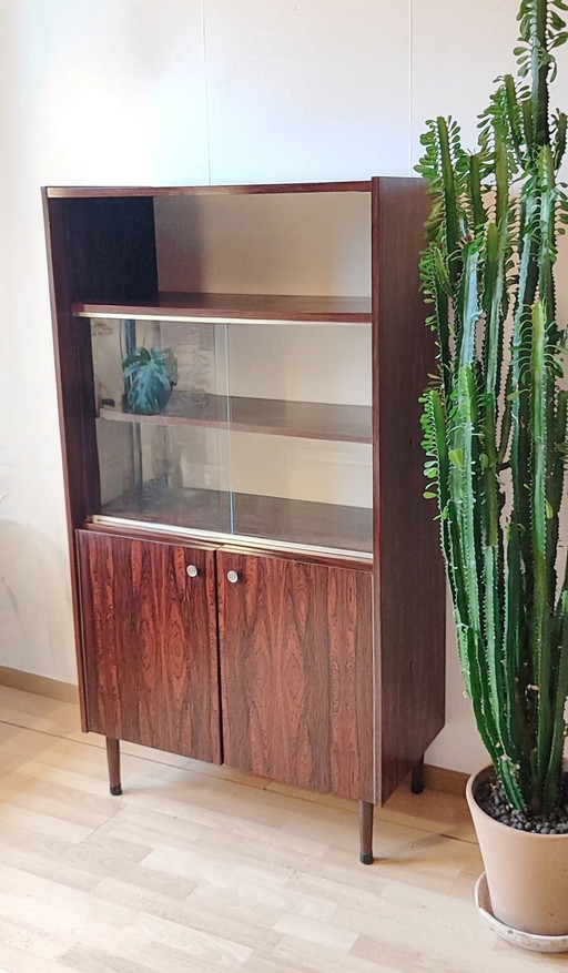 Mid-century cabinet with sliding glass doors