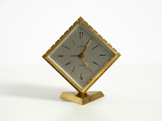 Image 1 of Rare, very beautiful small 1960s mechanical brass alarm clock table clock from Europa