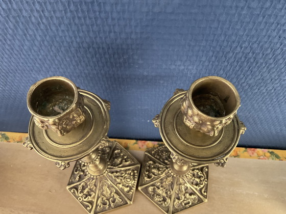 Image 1 of Paire de chandeliers en bronze 