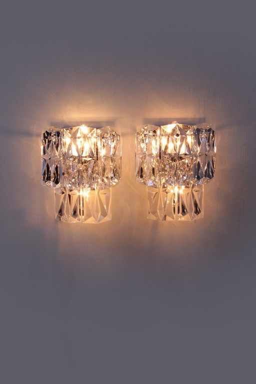 Seltene deutsche Kinkeldey-Kristall-Wandleuchte aus den 1960er Jahren