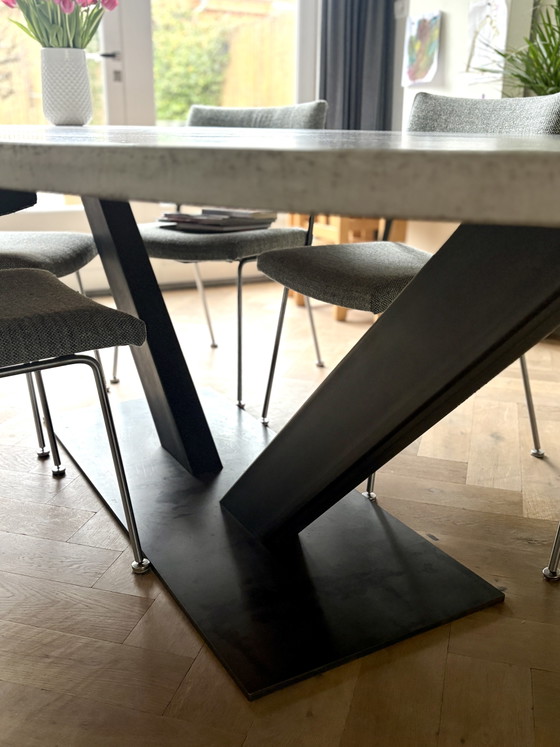 Beautiful Concrete Table with Steel Frame – Dining tables, Metal, Stone (photo 3 of 5)