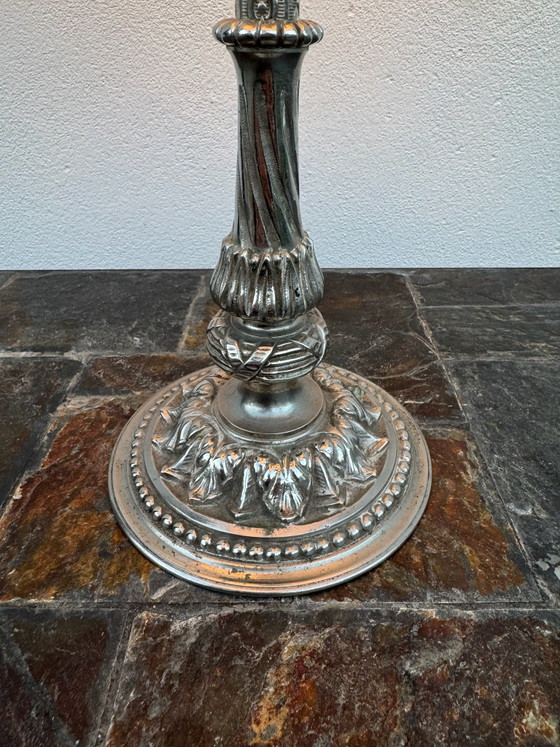 Lampada a cremagliera in metallo argentato anni '60, Lampade da tavolo (foto 3 di 15)