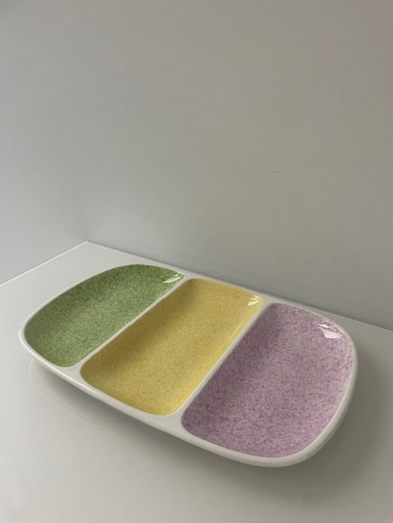 Image 1 of Vintage Gien France serving dish with pastel sections
